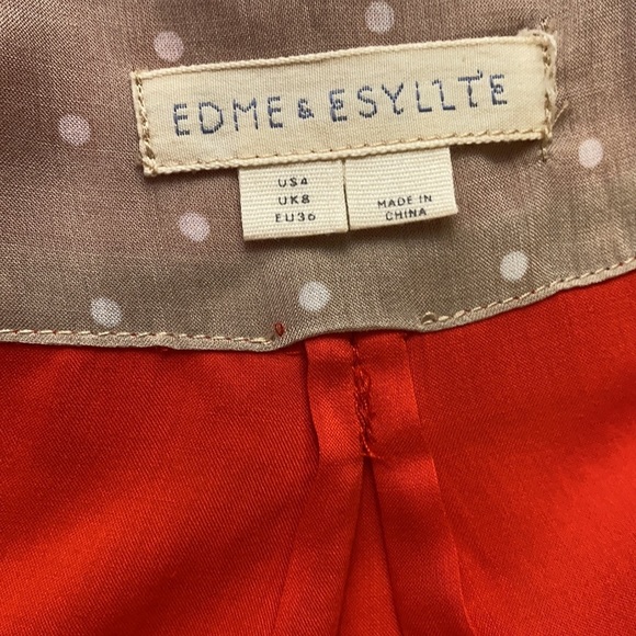 Anthropologie Edme & Esyllte Orange Red Blouse - Picture 6 of 6